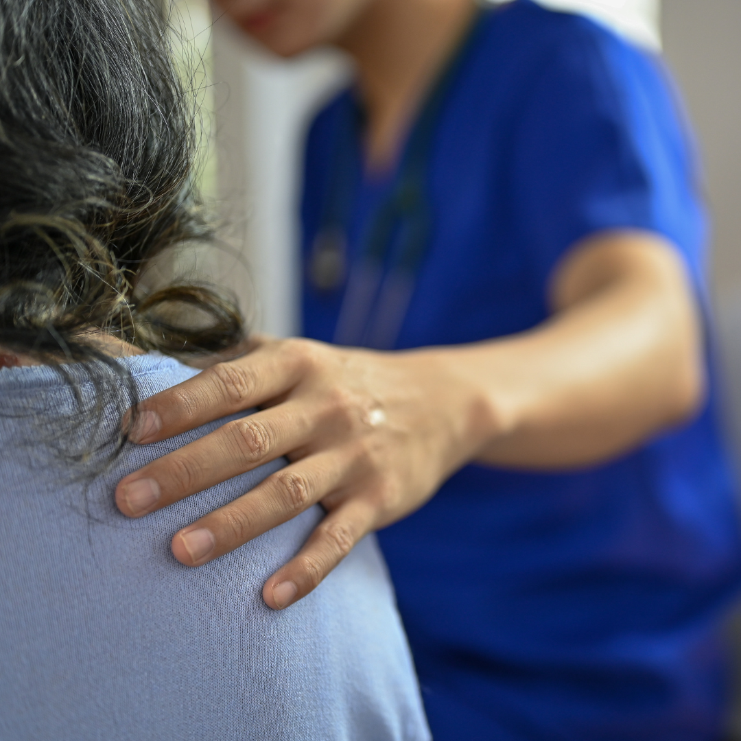 Astoria Oregon Nurse Comforting Patient at Virtue At The Pointe Residential Treatment
