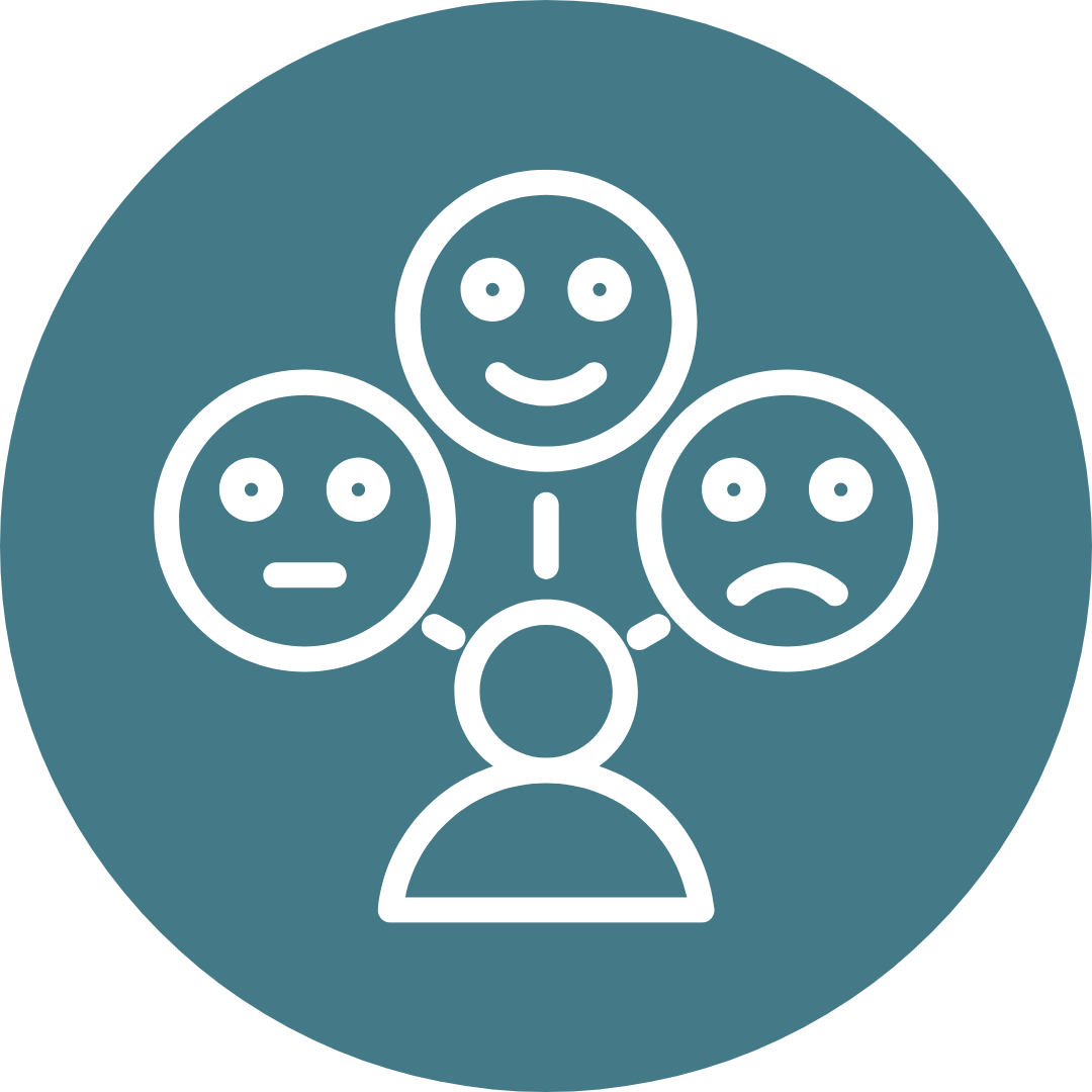 Behavioral Addiction Information Smiley and Sad Face Icon