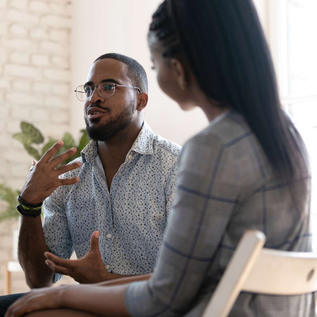 IOP Outpatient Addiction Treatment at VATP Oregon Man Talking During Group Therapy