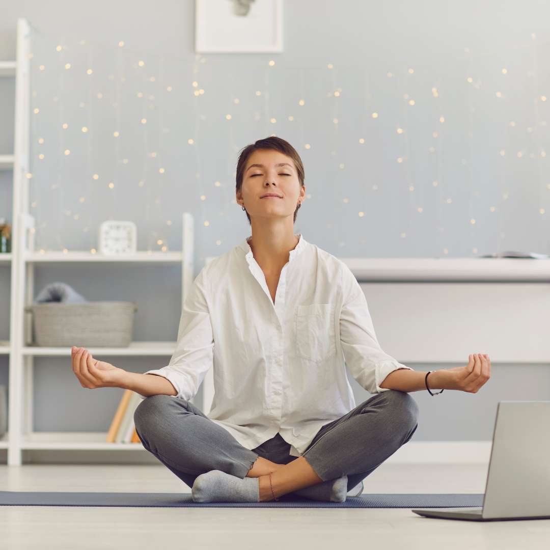 Treating Depression and Addiction at Virtue At The Pointe Oregon Woman Meditating